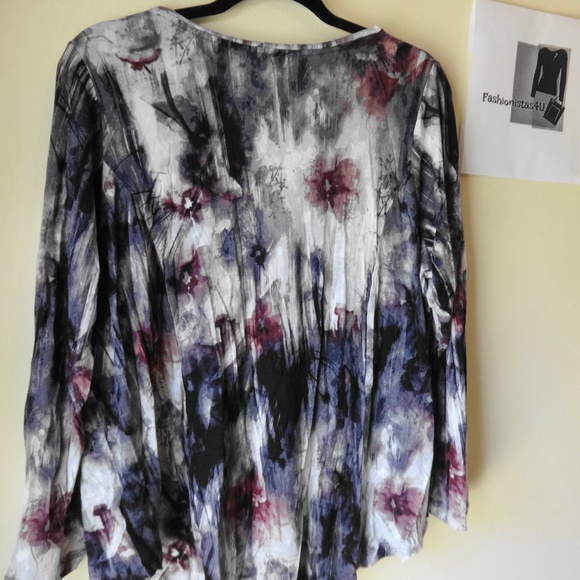 VERA WANG White Blue Pattern Blouse Size 1X - Picture 4 of 6